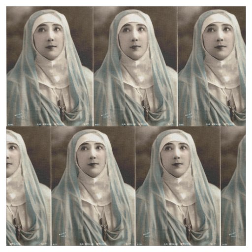 La Belle Otero as a nun print Fabric