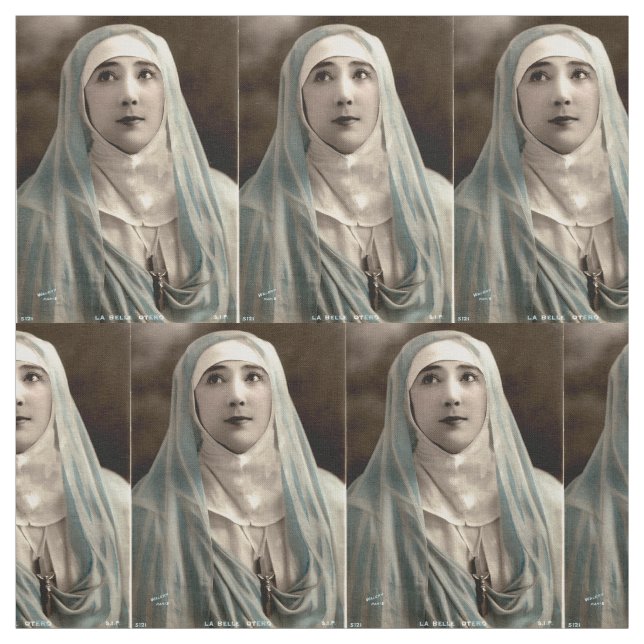 La Belle Otero as a nun print Fabric (Swatch)