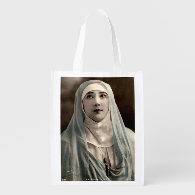 La Belle Otero as a nun Reusable Grocery Bag (Front)