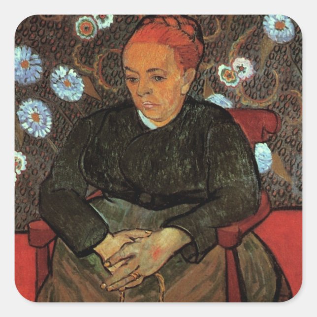 La Berceuse (Augustine Roulin) by Vincent van Gogh Square Sticker (Front)