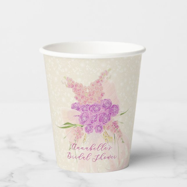 La Boca Golden blush bow rose bouquet Paper Cup (Front)