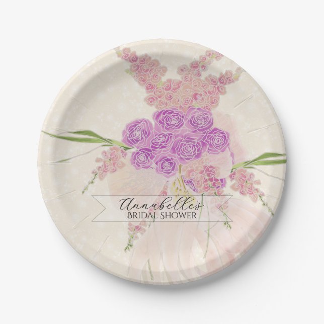 La Boca Golden Sheer Bow Bouquet  Paper Plates (Front)