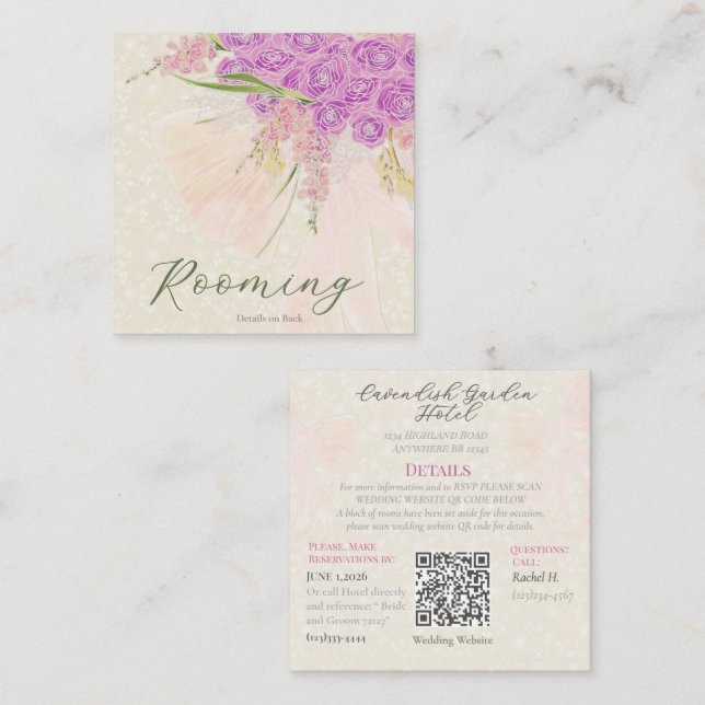 La Boca Golden Sheer bow Bouquet Rooming Enclosure Card (Front/Back)