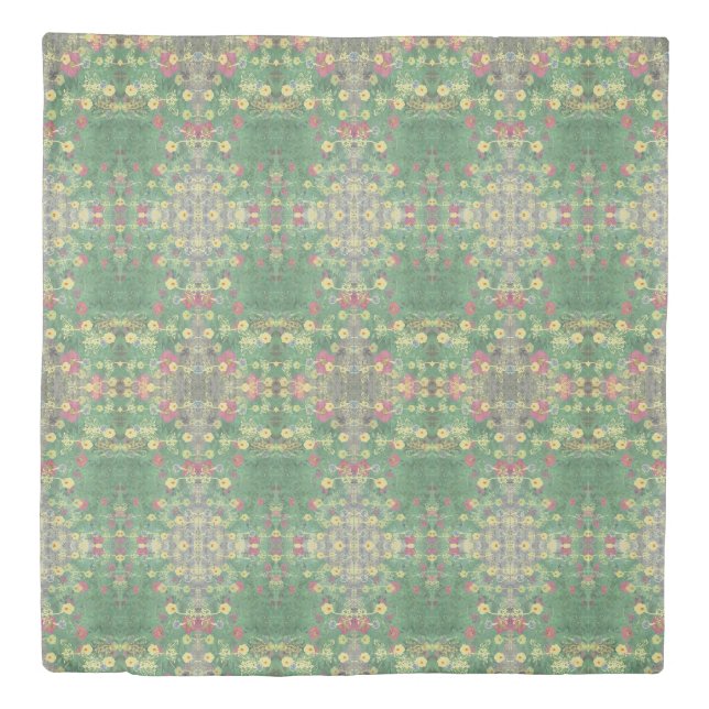 La Boca Green Italian Renaissance Garden Floral Duvet Cover (Front)