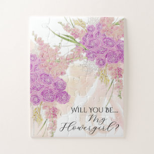 La Boca Rosa Blush Bow and Bouquet-Flower Girl Jigsaw Puzzle