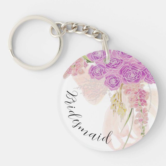 La Boca Rosa bow and Bouquet bridesmaid  Keychain (Front)