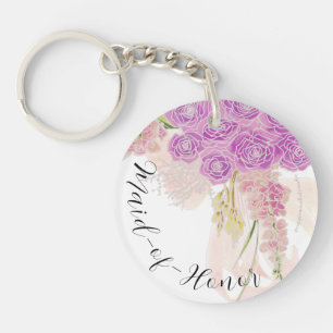 La Boca Rosa bow and Bouquet bridesmaid Keychain