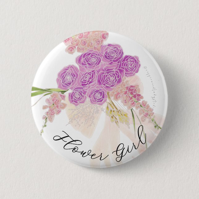 La Boca Rosa bow Bouquet flower girl  Button (Front)