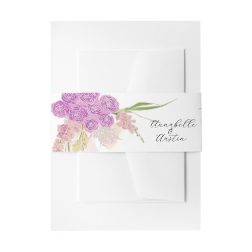 La Boca Rosa Coquette Bow and Bouquet Invitation Belly Band