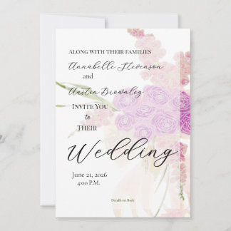 La Boca Rosa Sheer bow Bouquet Wedding  Invitation