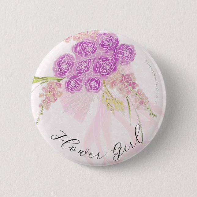 La Boca Vendretti Pink bow Bouquet flower girl  Button (Front)