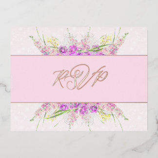La Boca Vendretti Pink Ribbon-Foil RSVP Foil Invitation Postcard