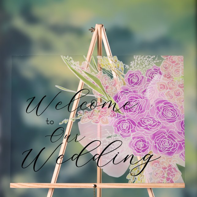 La Boca Vendretti Pink Sheer bow Bouquet Acrylic Sign (Neutral)