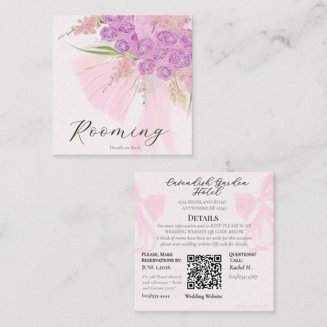 La Boca Vendretti pink Sheer bow Bouquet Rooming Enclosure Card (Front/Back)