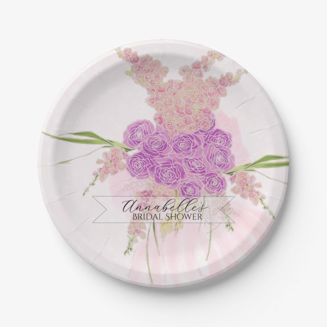 La Boca Vendretti Sheer pink Bow Bouquet  Paper Plates (Front)