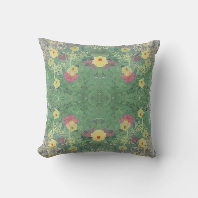 La Boca Wildflower Symmetry Throw Pillow (Front)