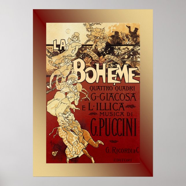 La Boheme ~ Puccini Opera 1896 Poster w/Background (Front)