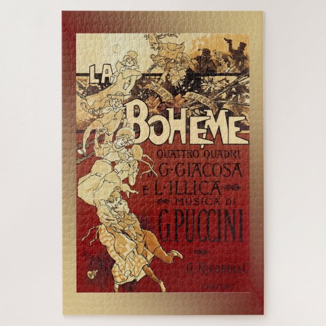 La Boheme ~ Puccini Opera 1896 Poster w/Background Jigsaw Puzzle (Vertical)