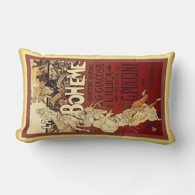 La Boheme ~ Puccini Opera ~ Paris Bohemian Life ~  Lumbar Pillow (Front)