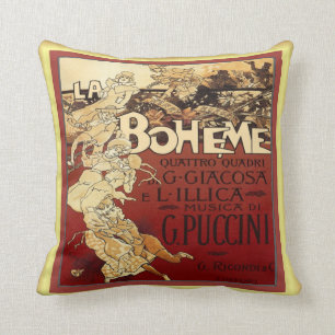 La Boheme ~ Puccini Opera ~ Paris Bohemian Life ~ Throw Pillow