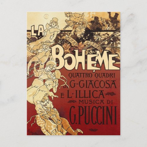 La Bohme _ vintage 1896 poster Postcard