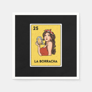 La Borracha Mexican Lottery Bingo Card Player Napkins