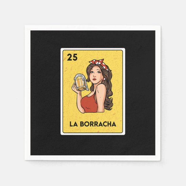La Borracha Mexican Lottery Bingo Card Player Napkins (Front)