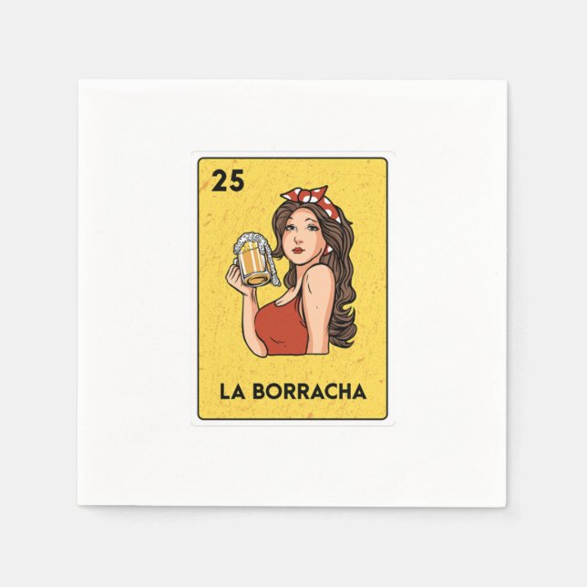 La Borracha Mexican Lottery Bingo Card Player Napkins (Front)