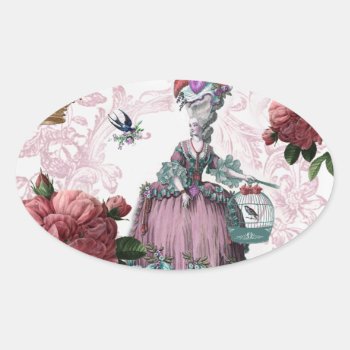 La Cage Aux Oiseaux  (the Bird Cage) Oval Sticker by WickedlyLovely at Zazzle