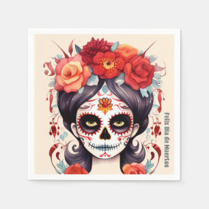 La Calavera Catarina en Flores Rojas 🌹 Napkins