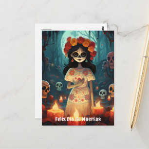 🌹La Calavera Catrina: Blossoms of Life 🌹 Postcard