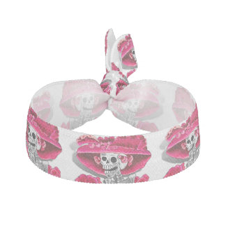 La Calavera Catrina in Red Bonnet Elastic Hair Tie