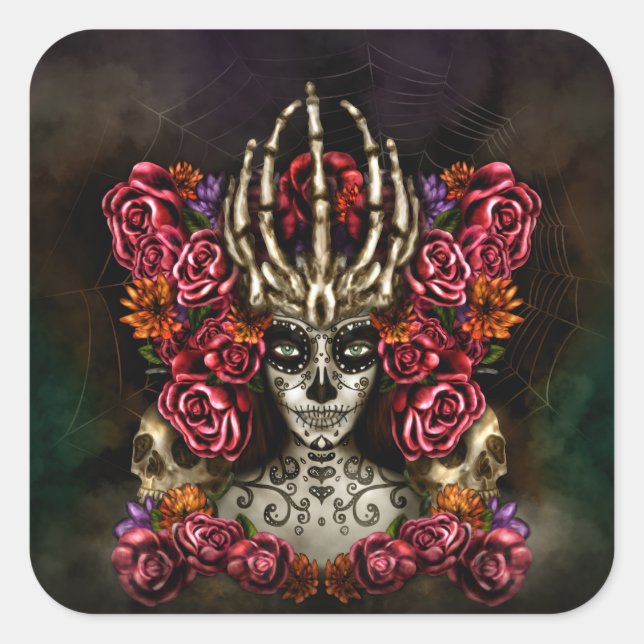 La Calavera Catrina Square Sticker (Front)