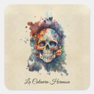 La Calavera Hermosa, custom Square Sticker
