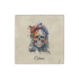 La Calavera Hermosa, custom Stone Magnet