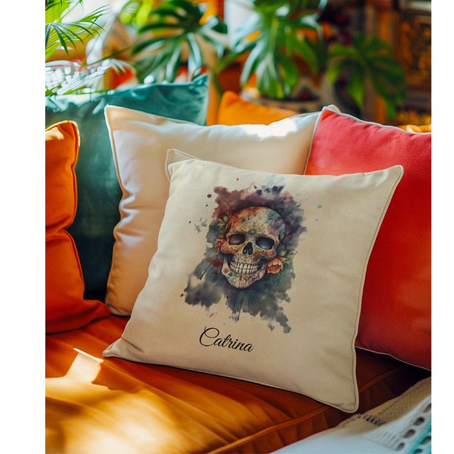 La Calavera Hermosa, custom Throw Pillow (Creator Uploaded)