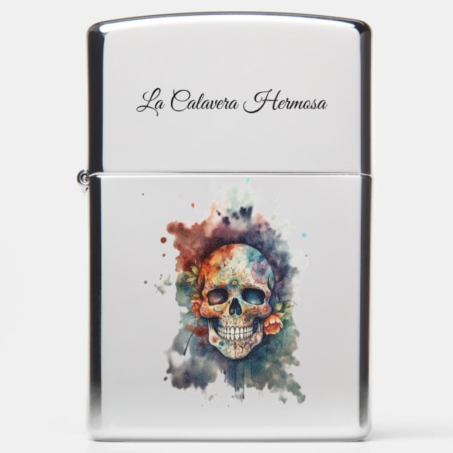 La Calavera Hermosa, custom Zippo Lighter (Front)