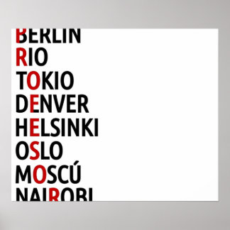 La Casa de Papel Names of Cities Poster