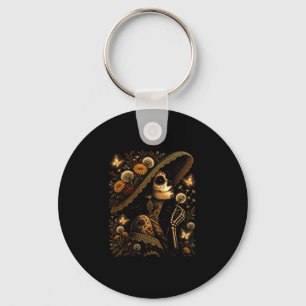 La catrina blowing dandelion sugar skull day of keychain