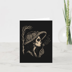 La Catrina Blowing Wishes Dandelion Vintage Funny Card