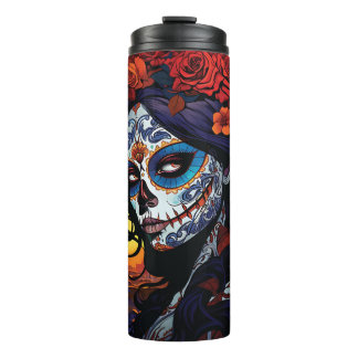 La Catrina Calavera Day of the Dead Halloween Thermal Tumbler