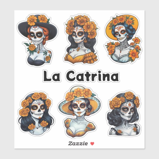 La Catrina Custom-Cut Vinyl Sticker (Sheet)