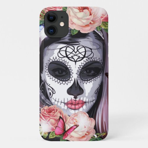 La Catrina Day of the Dead Floral Skull iPhone 11 Case