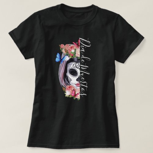 La Catrina Day of the Dead Floral Skull T_Shirt