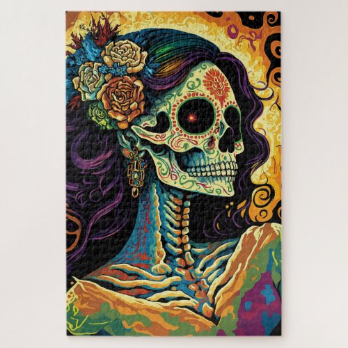 La Catrina Day of the Dead Mexican Skeleton Art  Jigsaw Puzzle