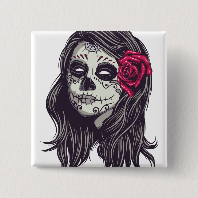 La Catrina - Dia De Los Muertos Button (Front)