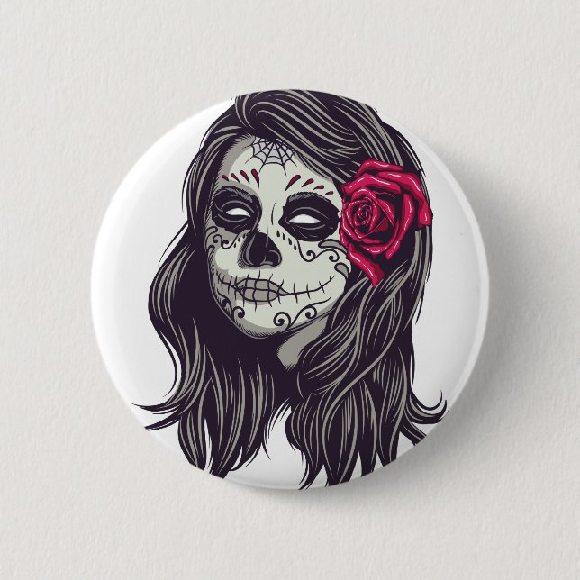 La Catrina - Dia De Los Muertos Button (Front)