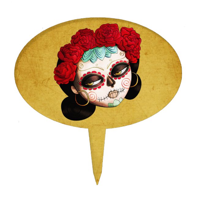 La Catrina - Dia de Los Muertos Girl Cake Topper (Front)