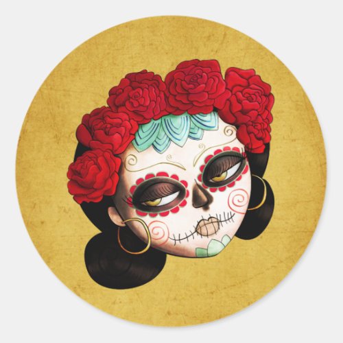 La Catrina _ Dia de Los Muertos Girl Classic Round Sticker