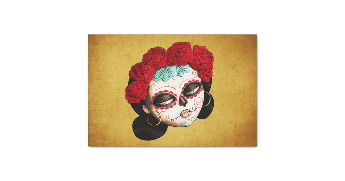 La Catrina Dia de Los Muertos Girl Tissue Paper Zazzle